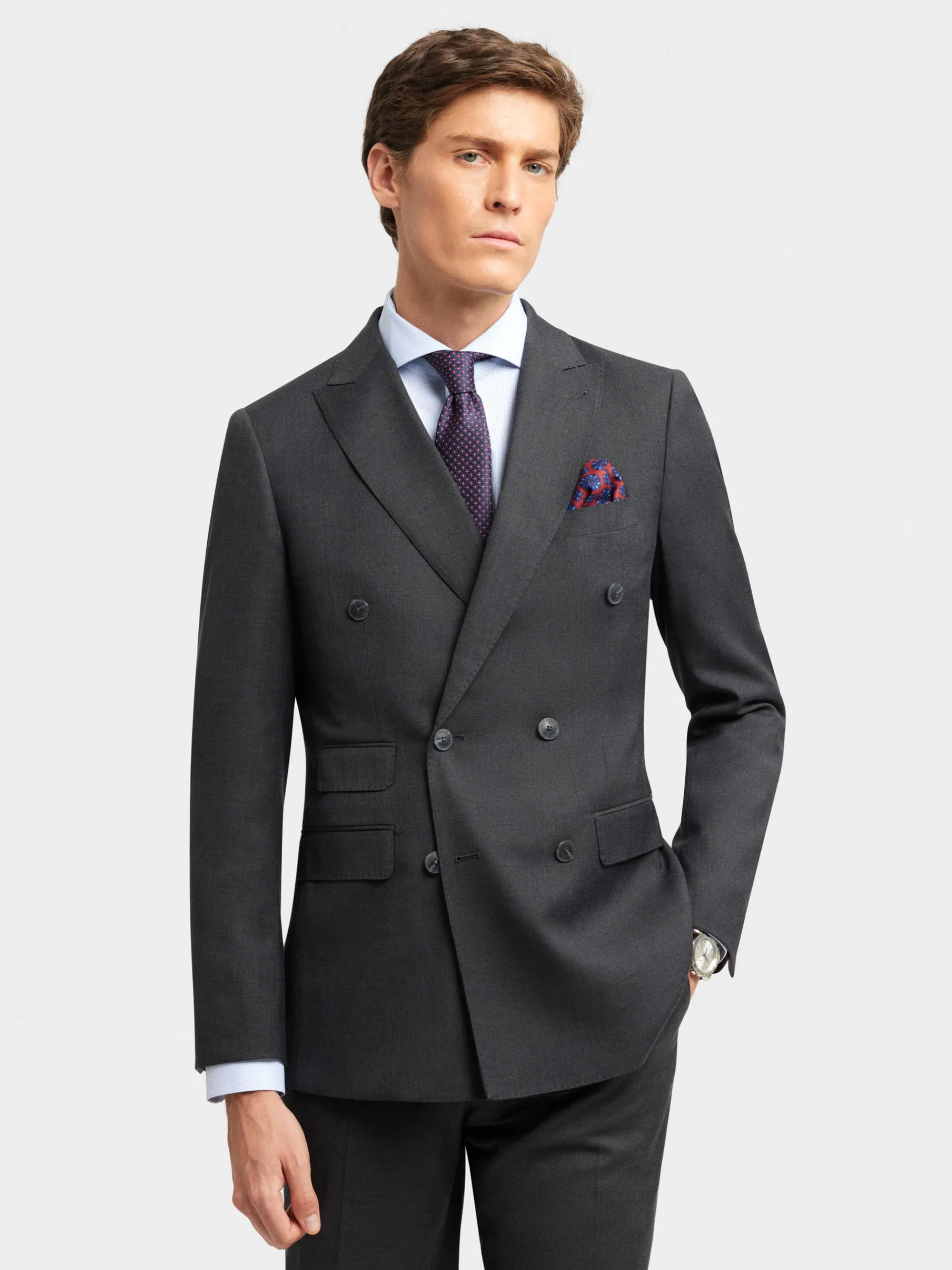 Trajes|Trajes-Alvaro Moreno AMERICANA FIL A FIL CRUZADO Gris