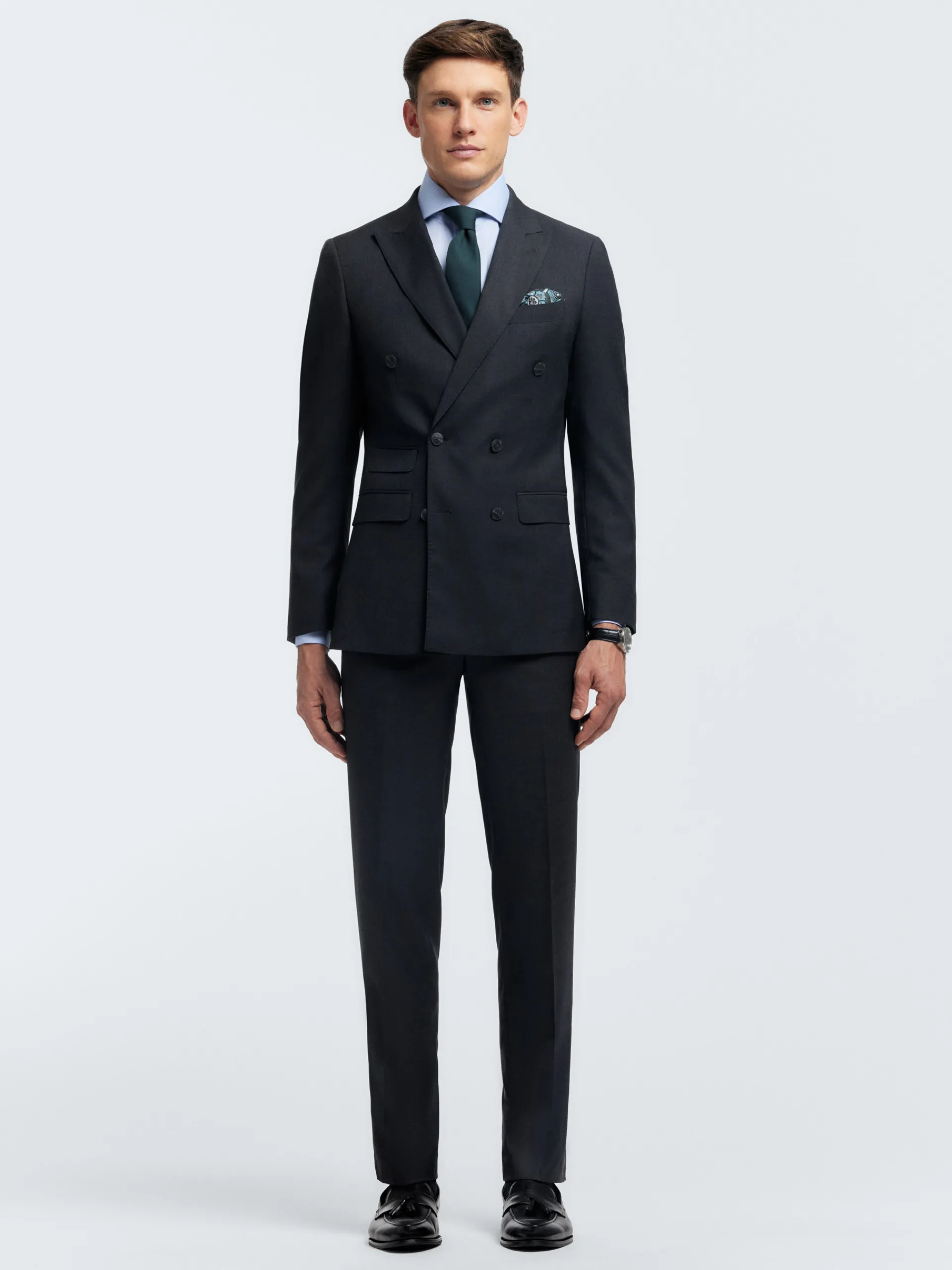 Trajes|Trajes-Alvaro Moreno AMERICANA FIL A FIL CRUZADO Gris