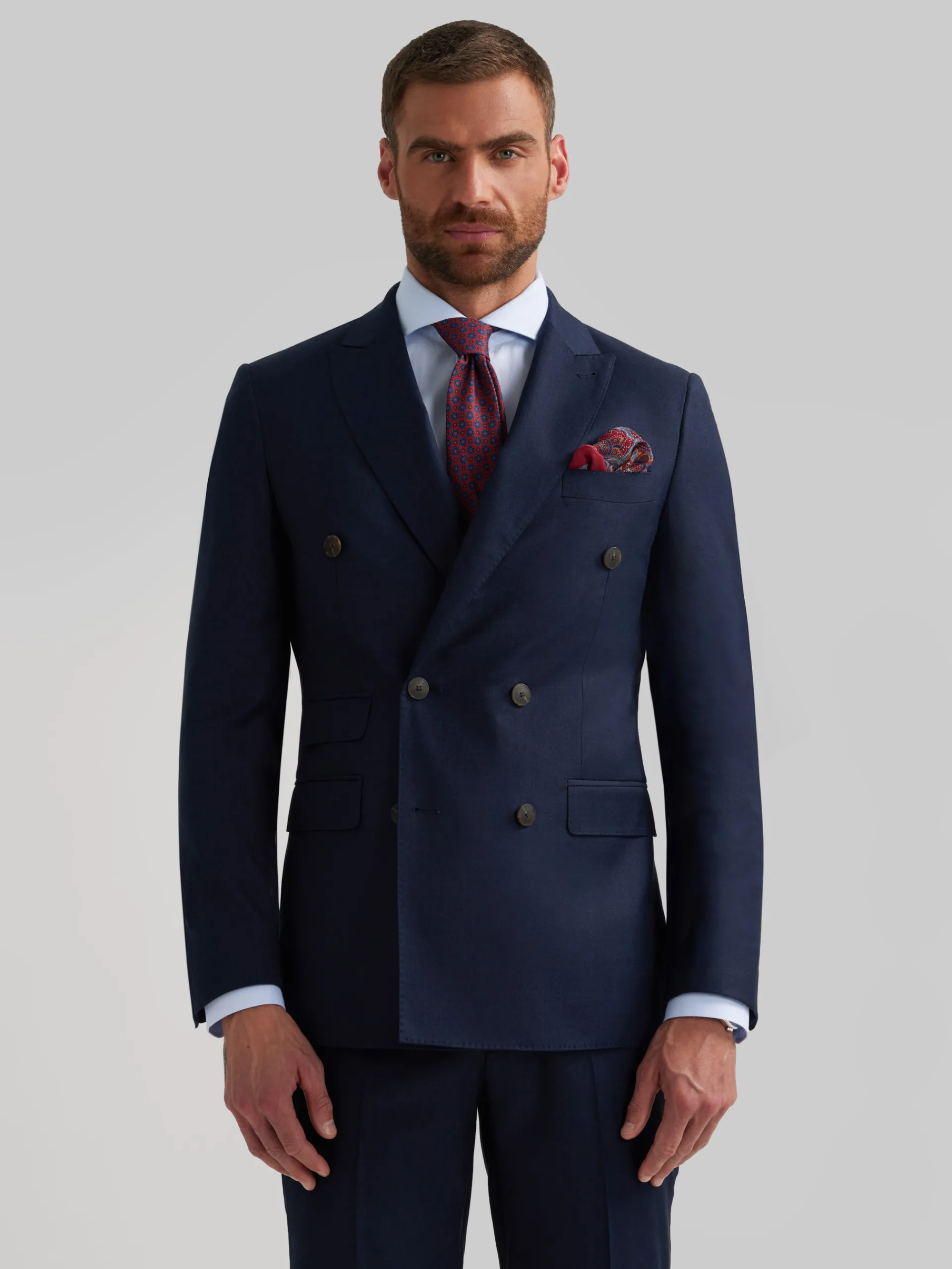 Trajes|Trajes-Alvaro Moreno AMERICANA FIL A FIL CRUZADO Azul Marino