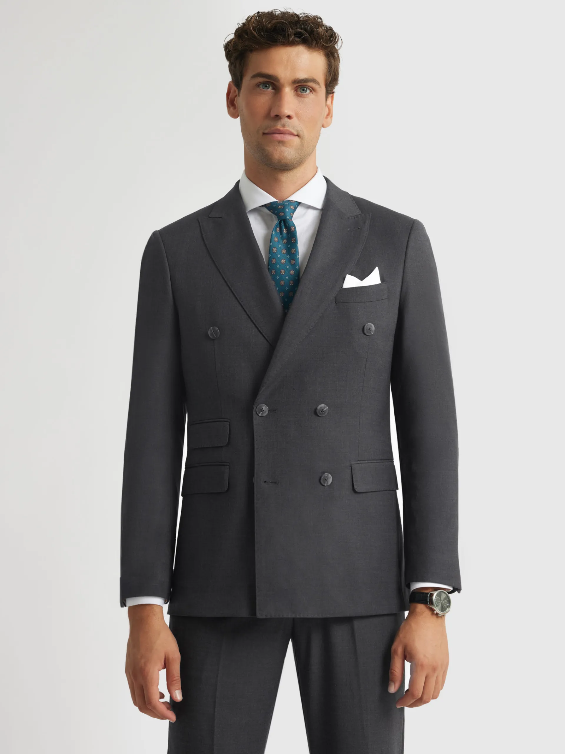 Trajes|Trajes-Alvaro Moreno AMERICANA FIL A FIL CRUZADO Gris