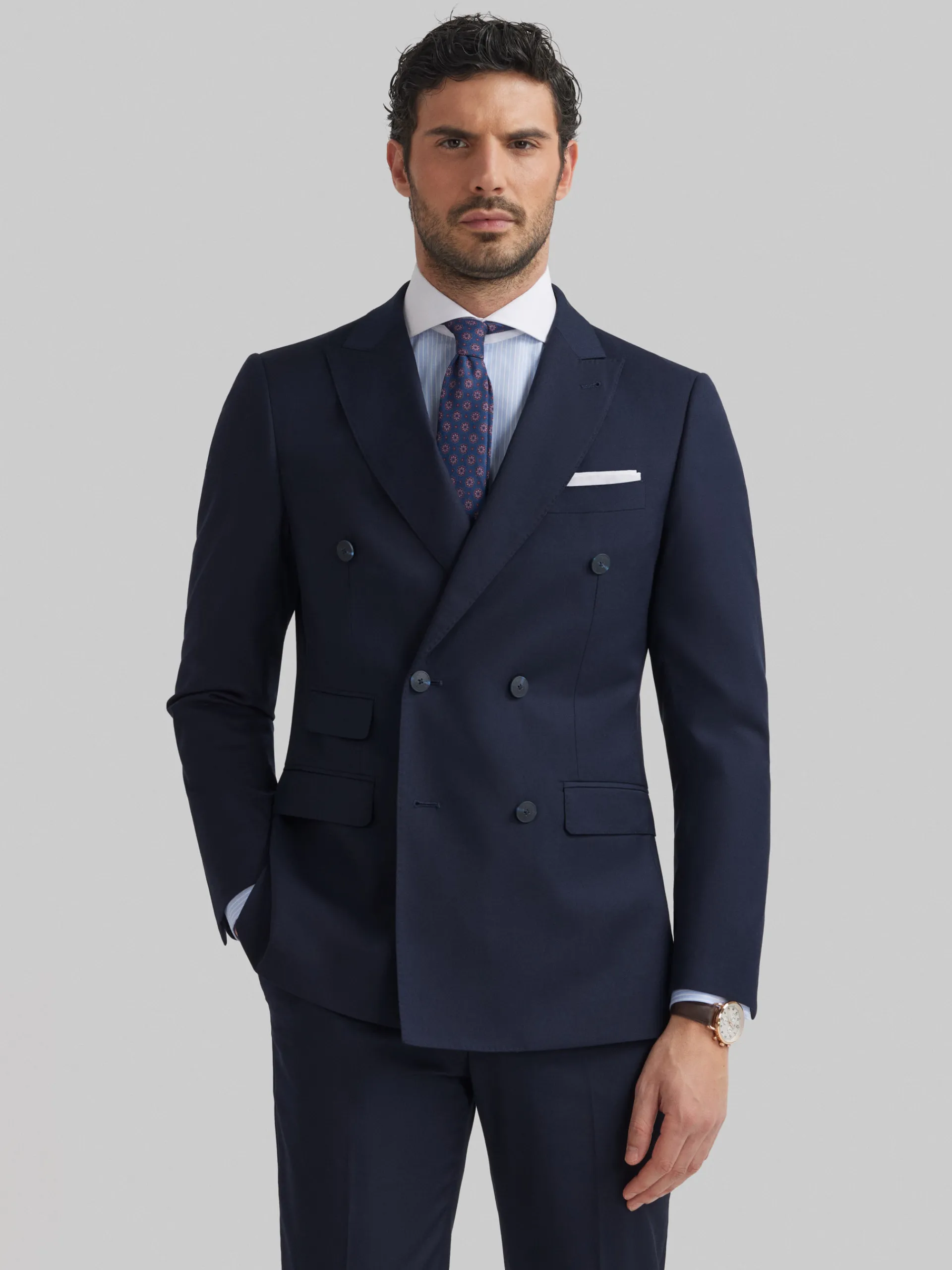 Trajes|Trajes-Alvaro Moreno AMERICANA TWILL CRUZADO Azul Marino