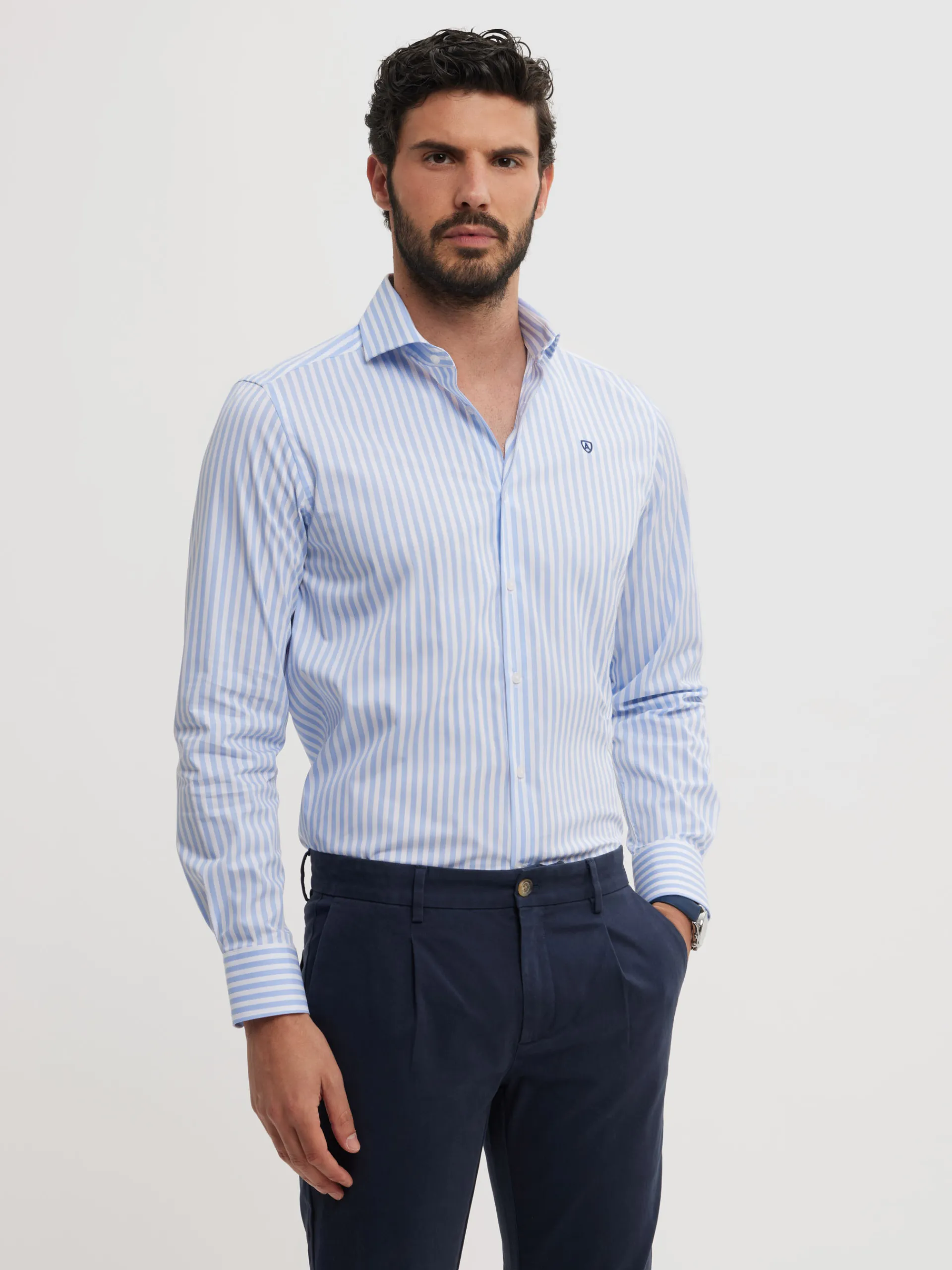 Camisas Vestir|Camisas Vestir-Alvaro Moreno CAMISA COMFORT RAYAS Celeste