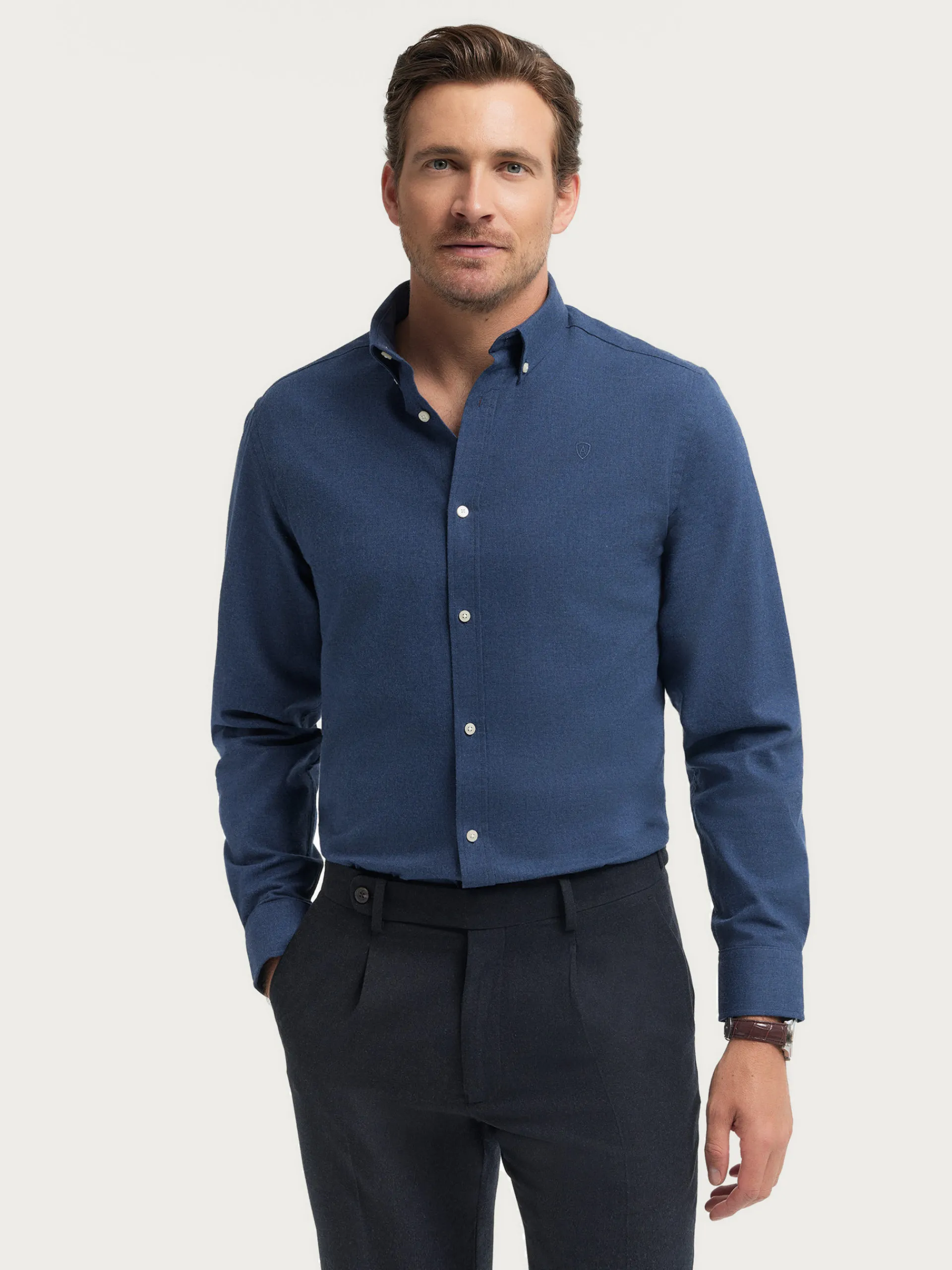 Franela-Alvaro Moreno CAMISA FLANNEL TWILL Azul Marino