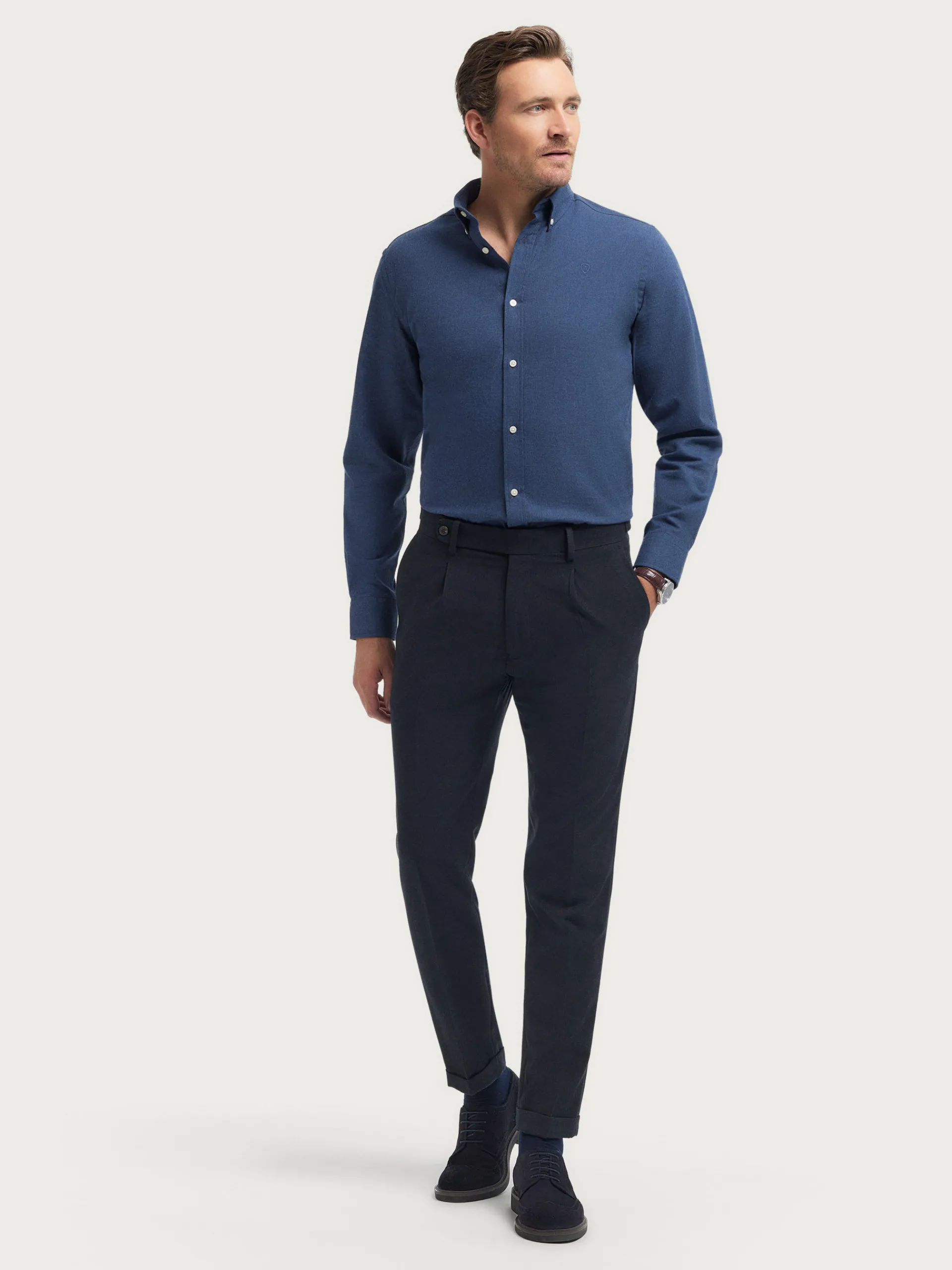 Franela-Alvaro Moreno CAMISA FLANNEL TWILL Azul Marino