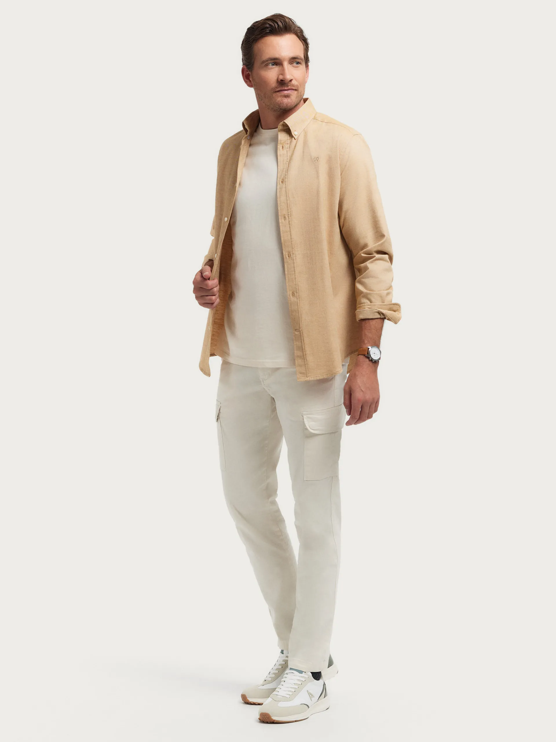 Franela-Alvaro Moreno CAMISA FLANNEL TWILL Camel