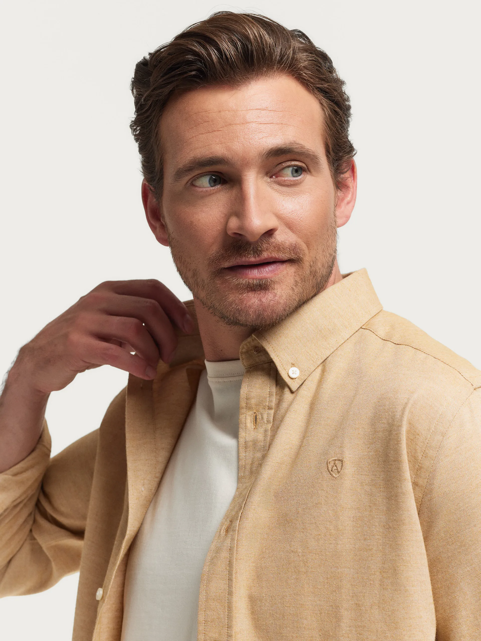 Franela-Alvaro Moreno CAMISA FLANNEL TWILL Camel