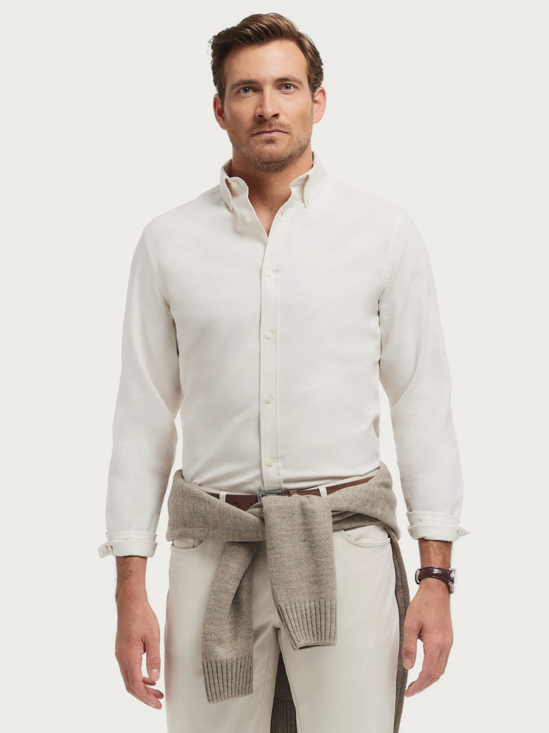 Franela-Alvaro Moreno CAMISA FLANNEL TWILL Crudo