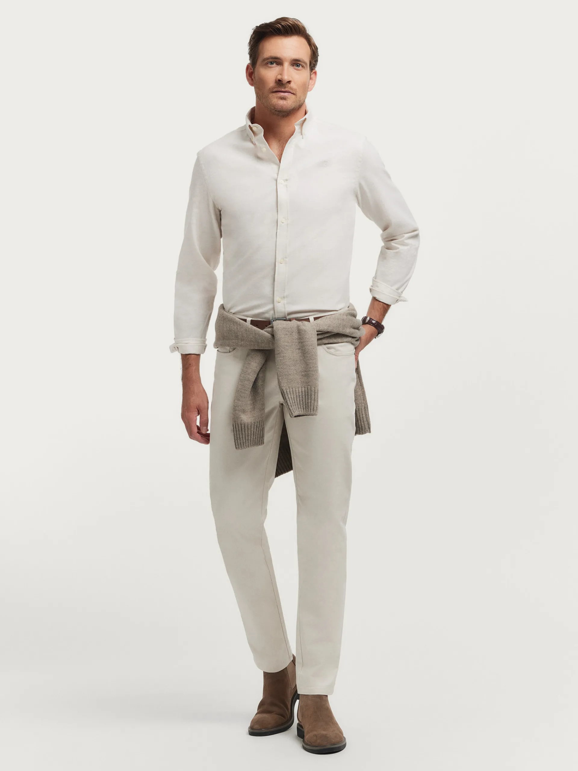 Franela-Alvaro Moreno CAMISA FLANNEL TWILL Crudo