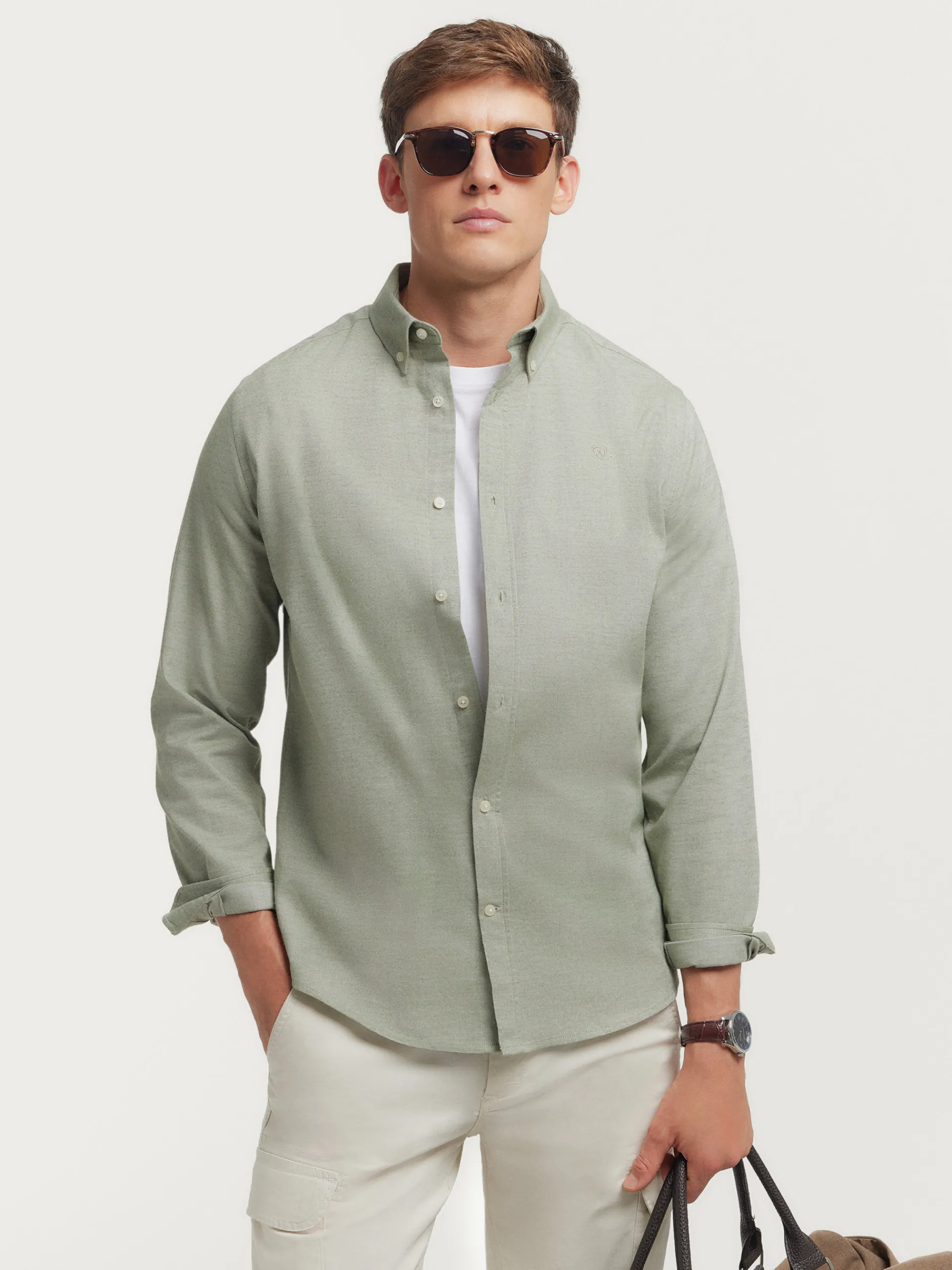 Franela-Alvaro Moreno CAMISA FLANNEL TWILL Verde