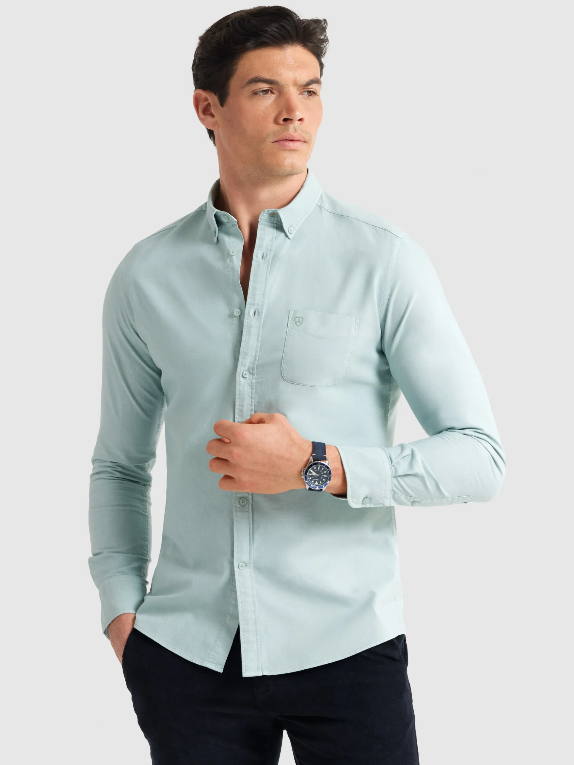 Oxford-Alvaro Moreno CAMISA OXFORD POCKET DYE Verde Agua