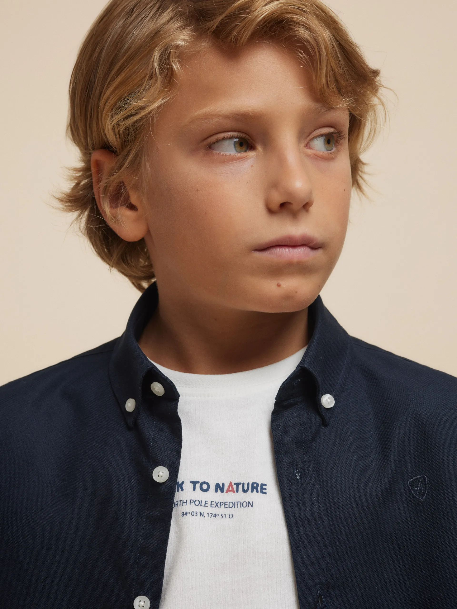 Camisas-Alvaro Moreno CAMISA OXFORD SOLID KIDS Azul Marino