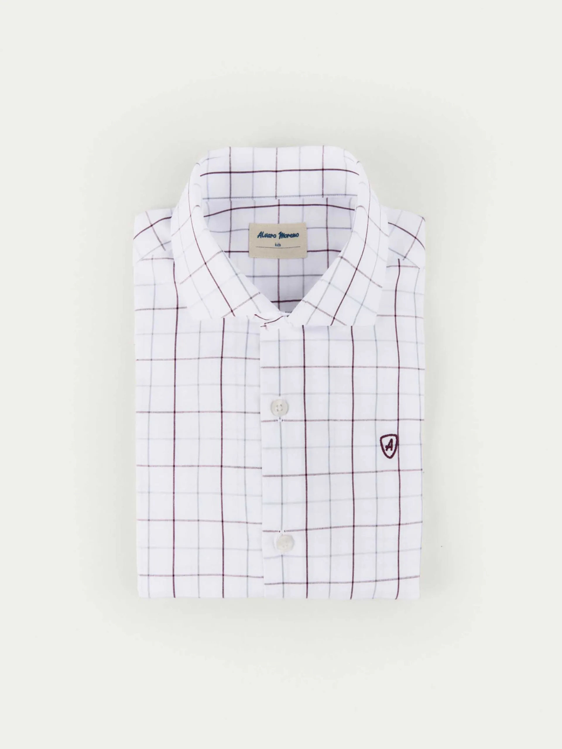 Camisas-Alvaro Moreno CAMISA POPELIN CUADROS KIDS Burdeos