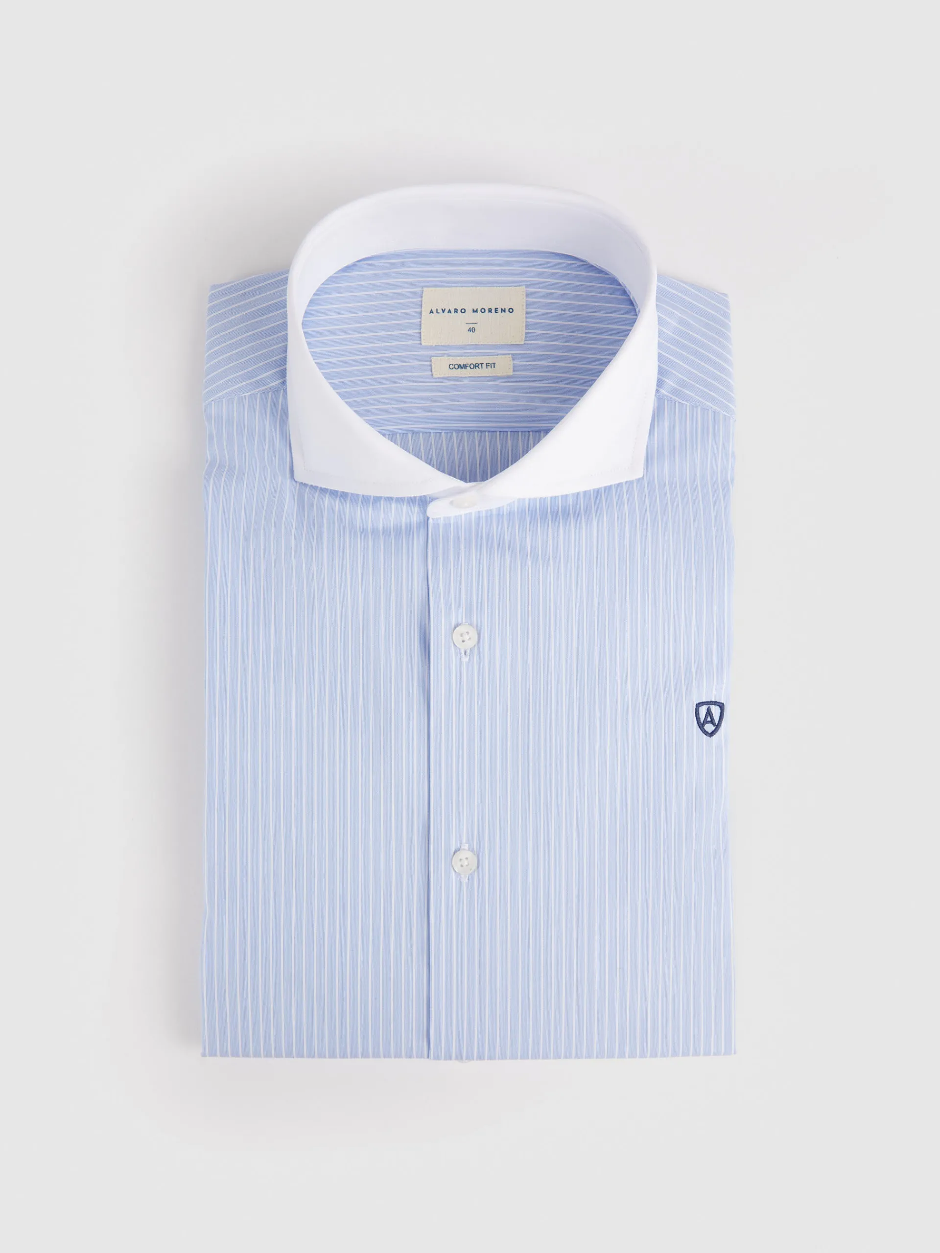 Camisas Vestir|Camisas Vestir-Alvaro Moreno CAMISA RAYAS C. BLANCO Celeste