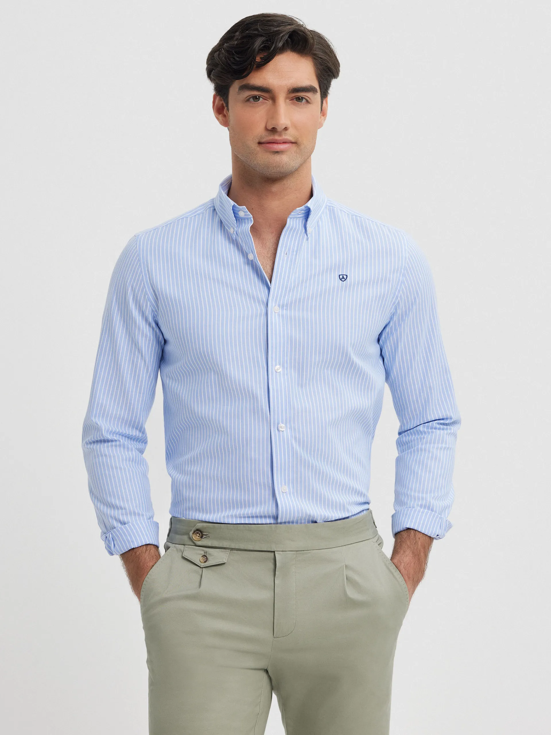 Camisas Vestir|Camisas Vestir-Alvaro Moreno CAMISA RAYAS DUTTON Celeste