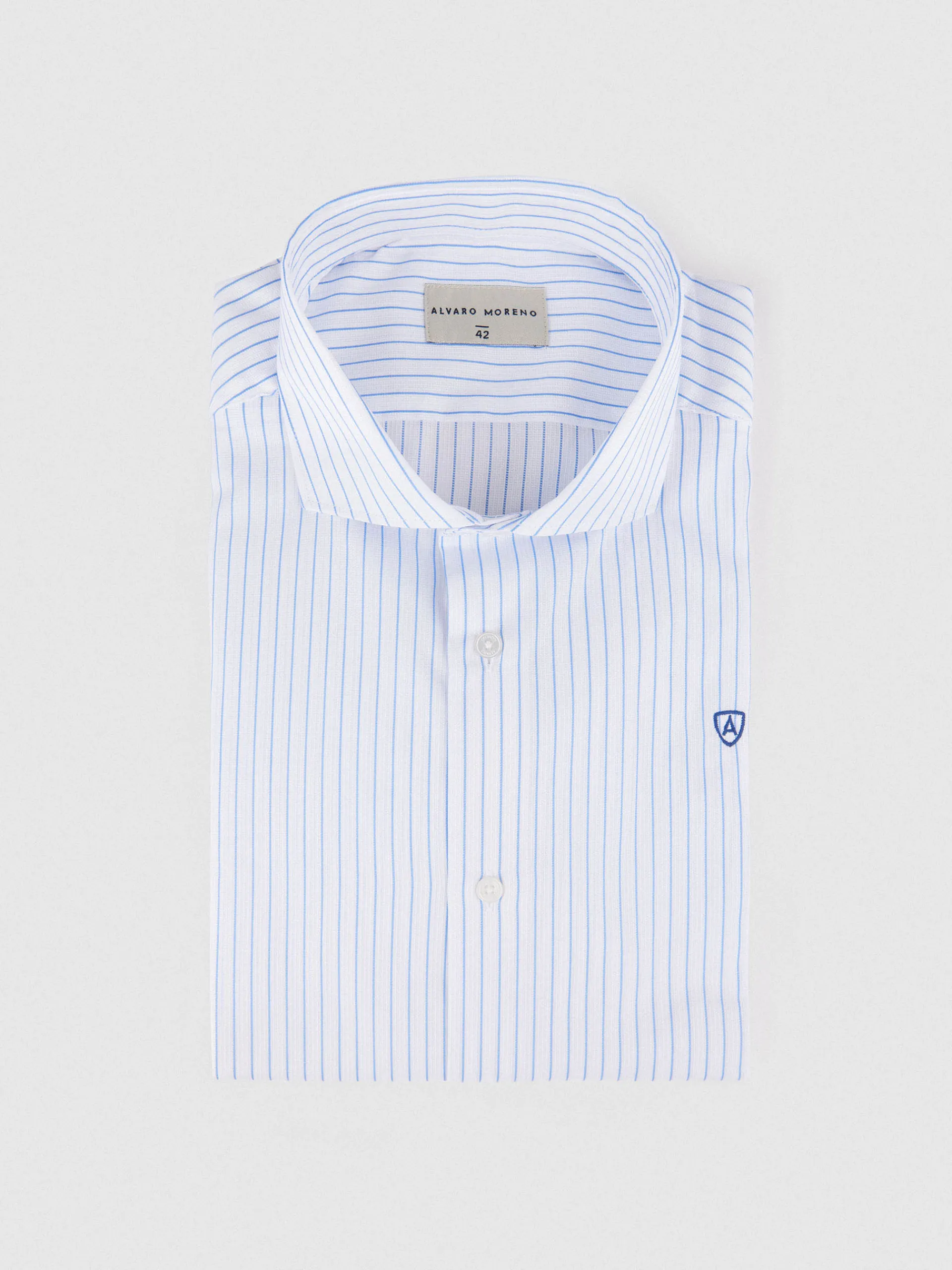 Camisas Vestir|Camisas Vestir-Alvaro Moreno CAMISA RAYAS ESTRUCTURA Celeste