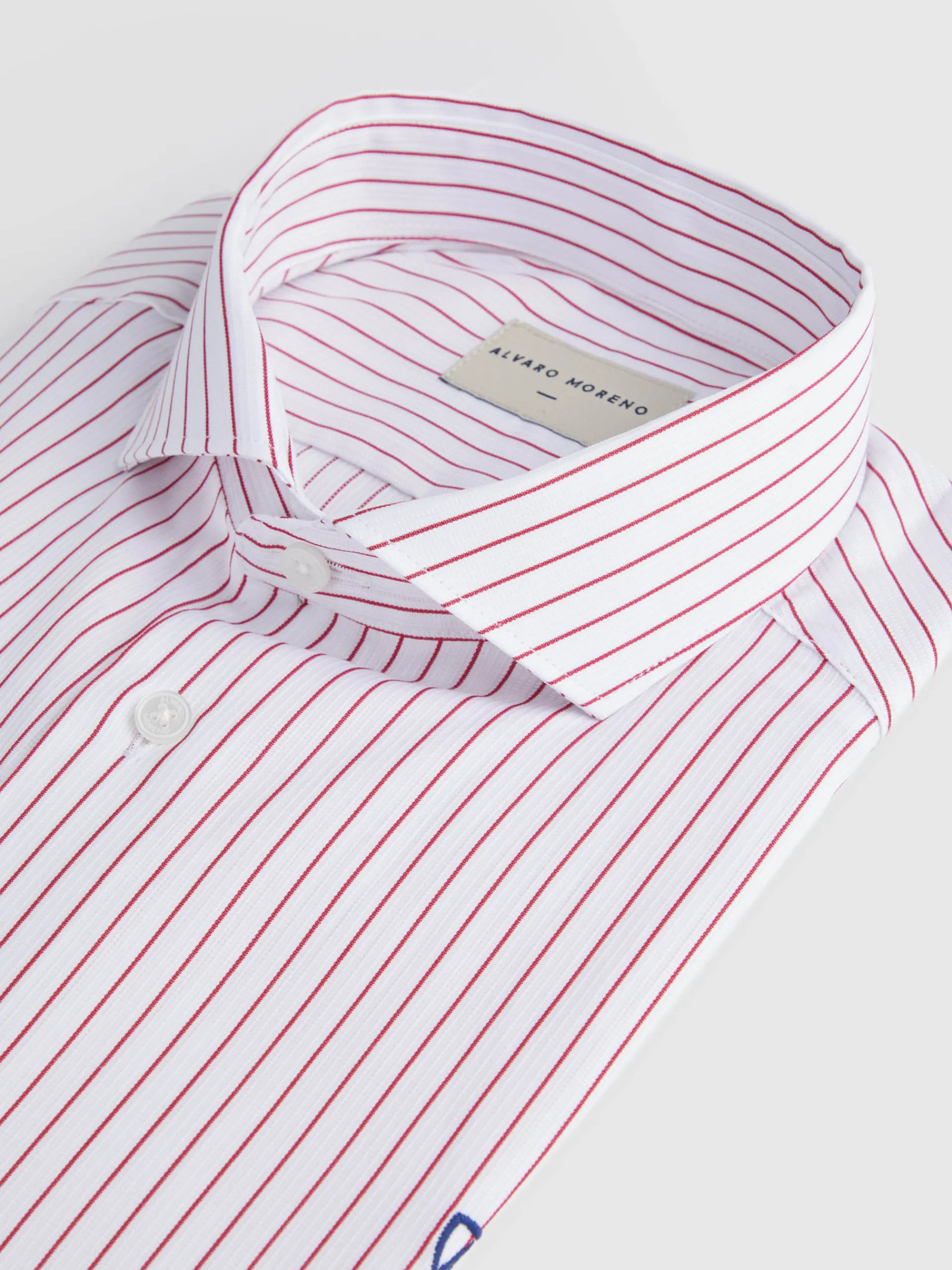 Camisas Vestir|Camisas Vestir-Alvaro Moreno CAMISA RAYAS ESTRUCTURA Rojo