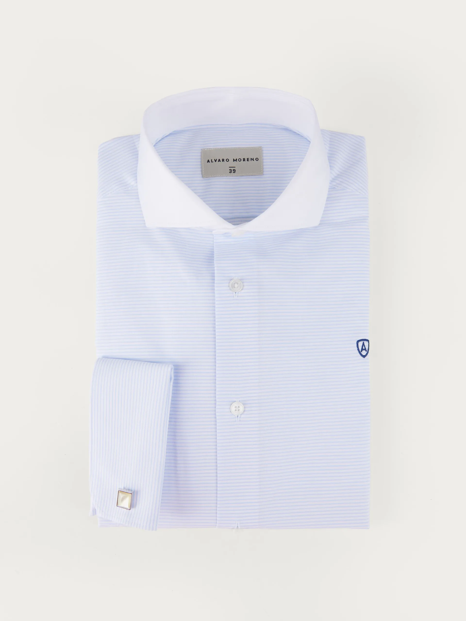 Camisas Vestir|Camisas Vestir-Alvaro Moreno CAMISA RAYAS P.DOBLE Celeste