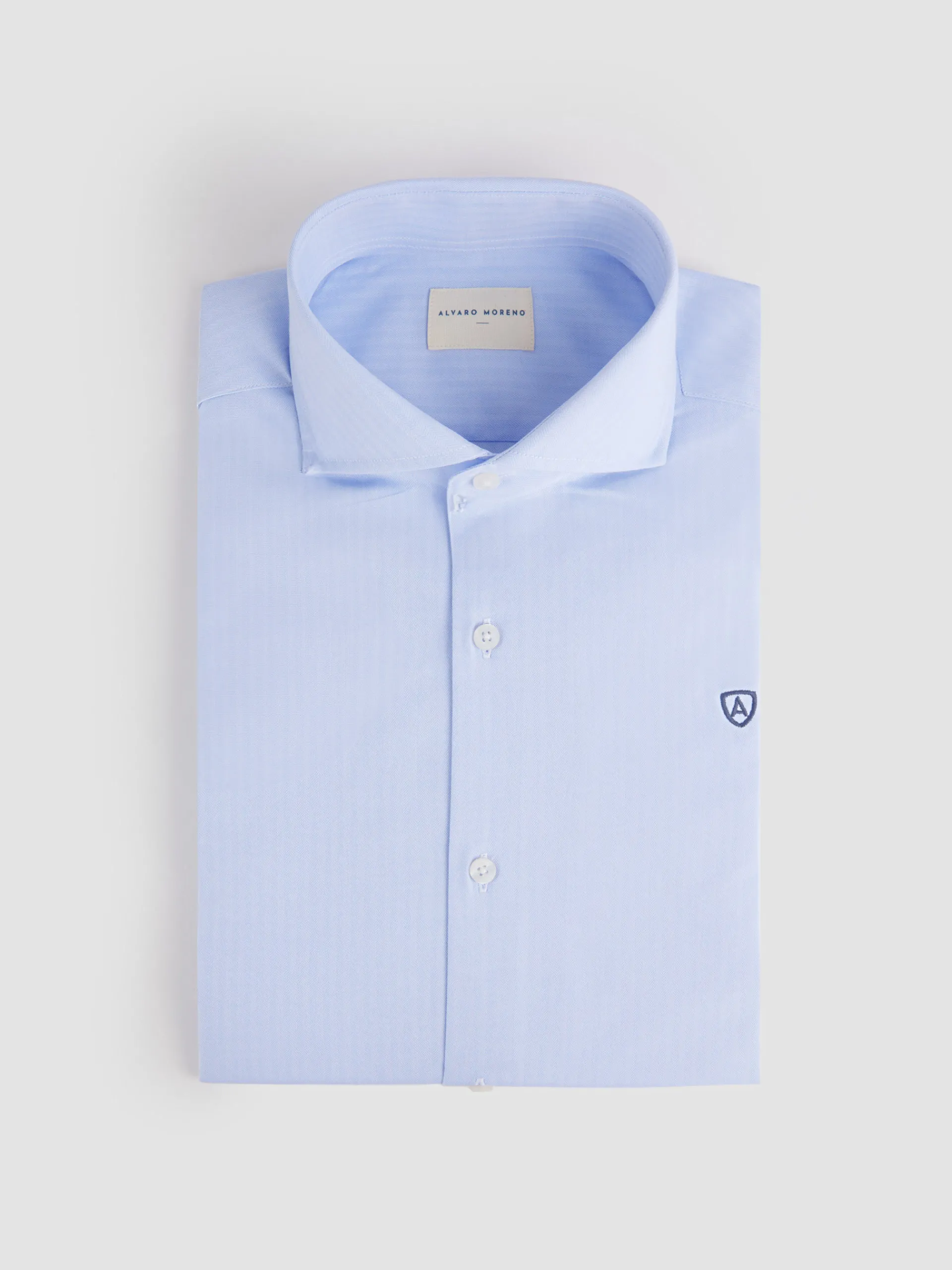 Camisas Vestir|Camisas Vestir-Alvaro Moreno CAMISA VESTIR HERRINGBONE Celeste