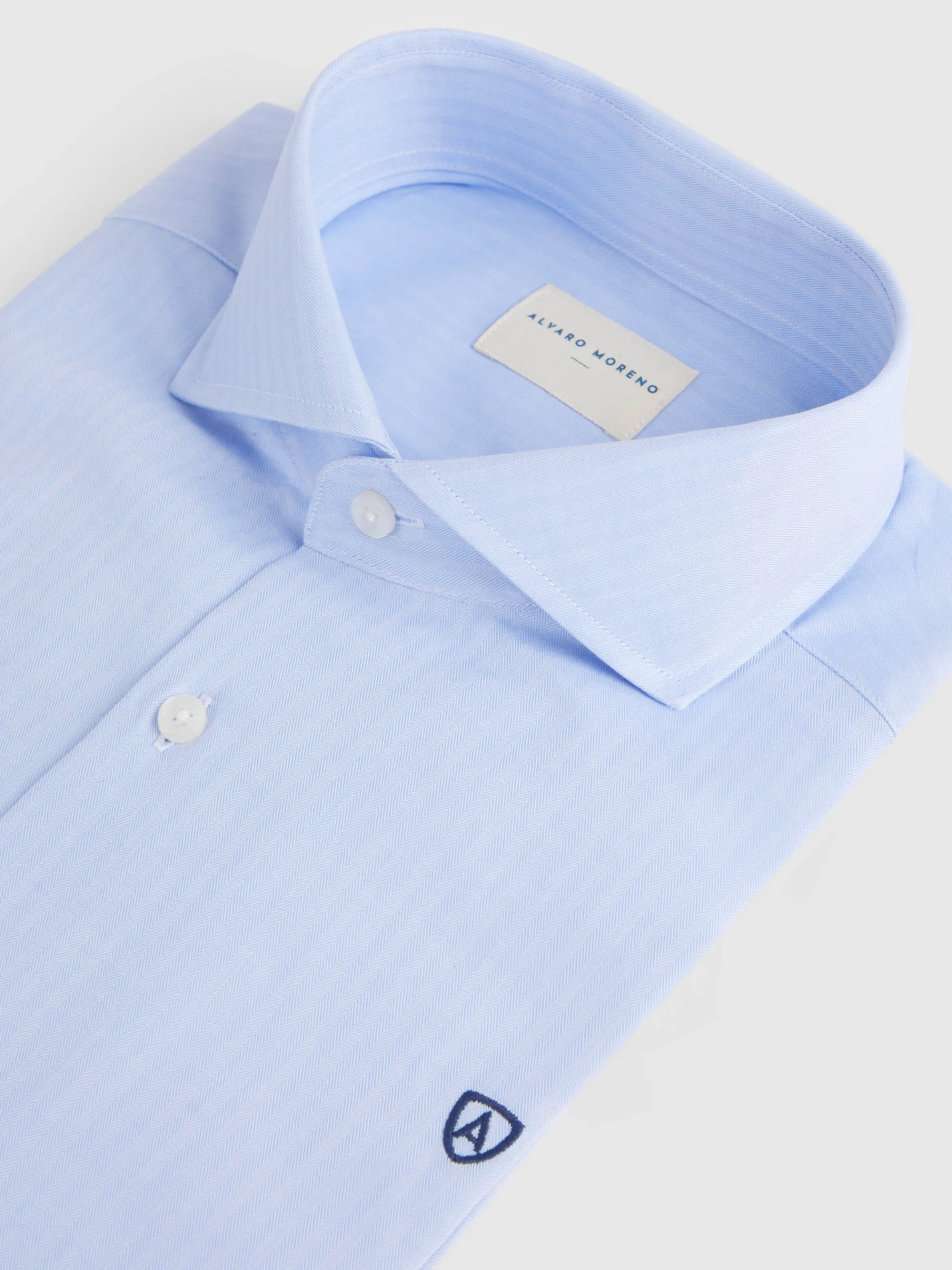Camisas Vestir|Camisas Vestir-Alvaro Moreno CAMISA VESTIR HERRINGBONE Celeste