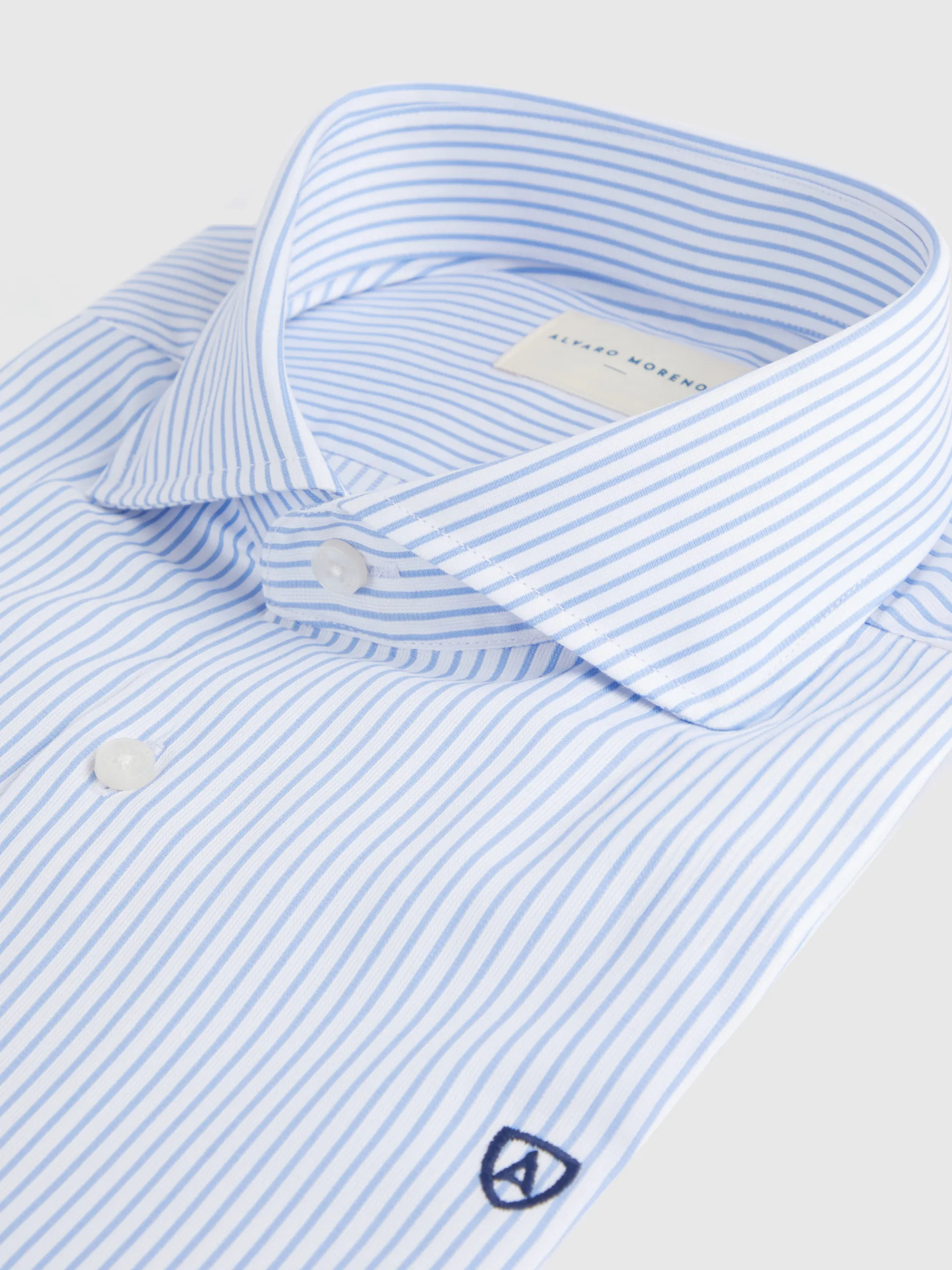 Camisas Vestir|Camisas Vestir-Alvaro Moreno CAMISA VESTIR RAYAS Celeste