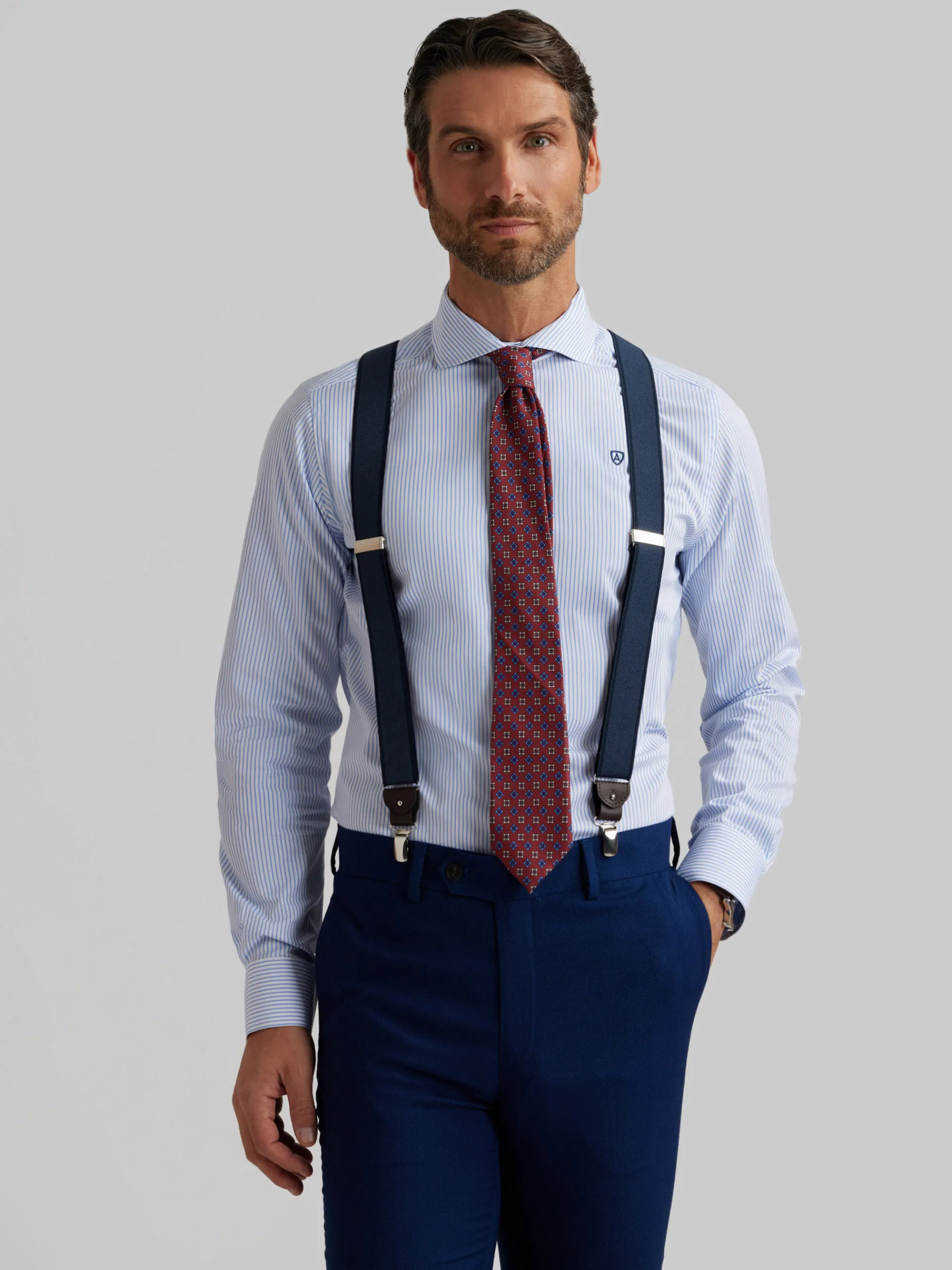 Camisas Vestir|Camisas Vestir-Alvaro Moreno CAMISA VESTIR RAYAS Celeste