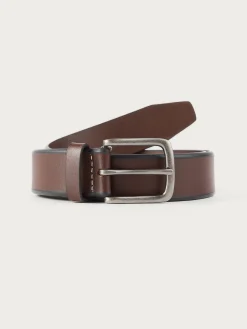 Cinturones-Alvaro Moreno CINTURON PIEL BISEL MARRÓN Marrón