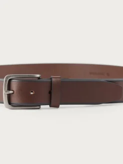 Cinturones-Alvaro Moreno CINTURON PIEL BISEL MARRÓN Marrón