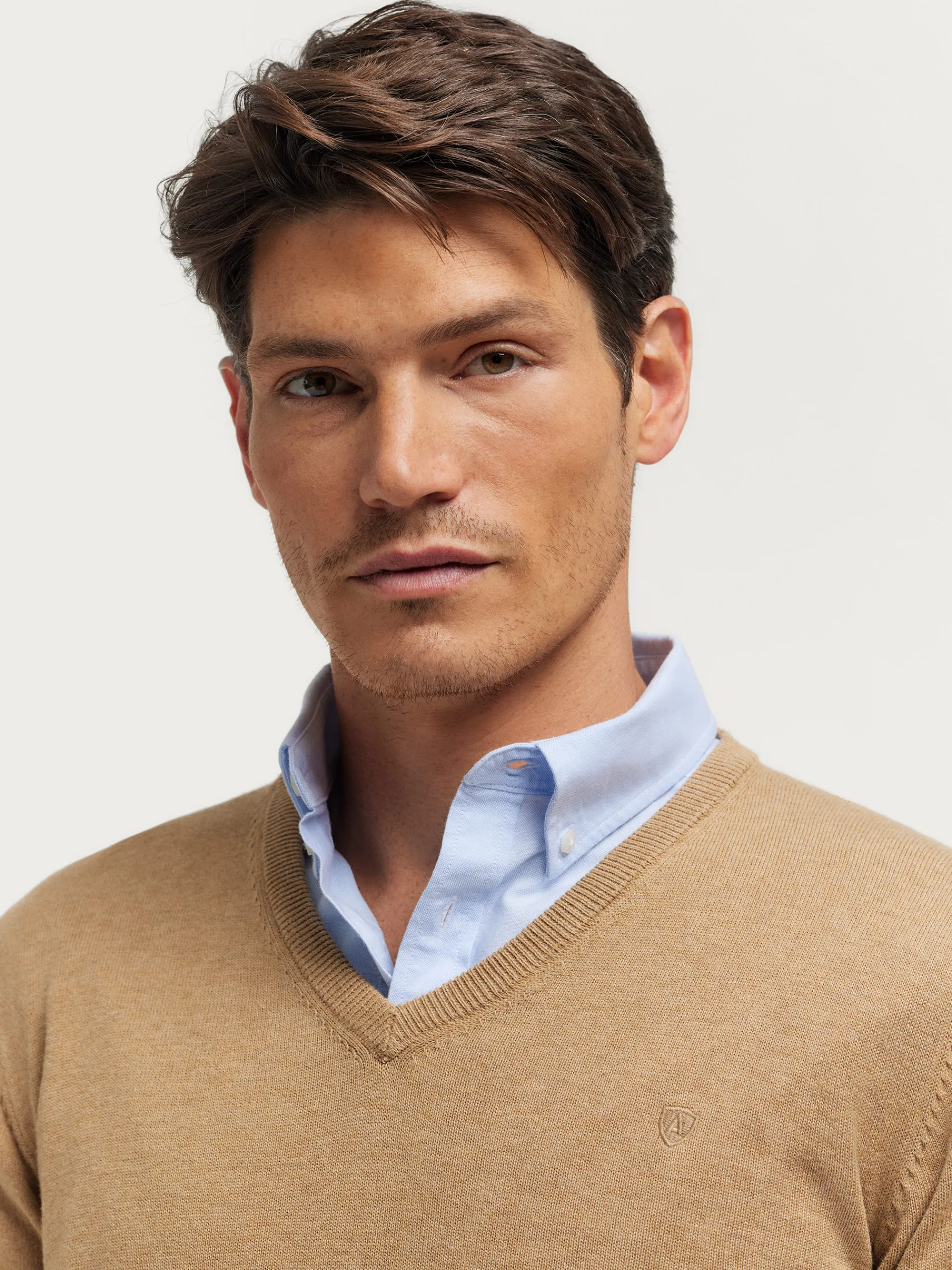 Jerséis-Alvaro Moreno JERSEY V-NECK TRENDY Camel
