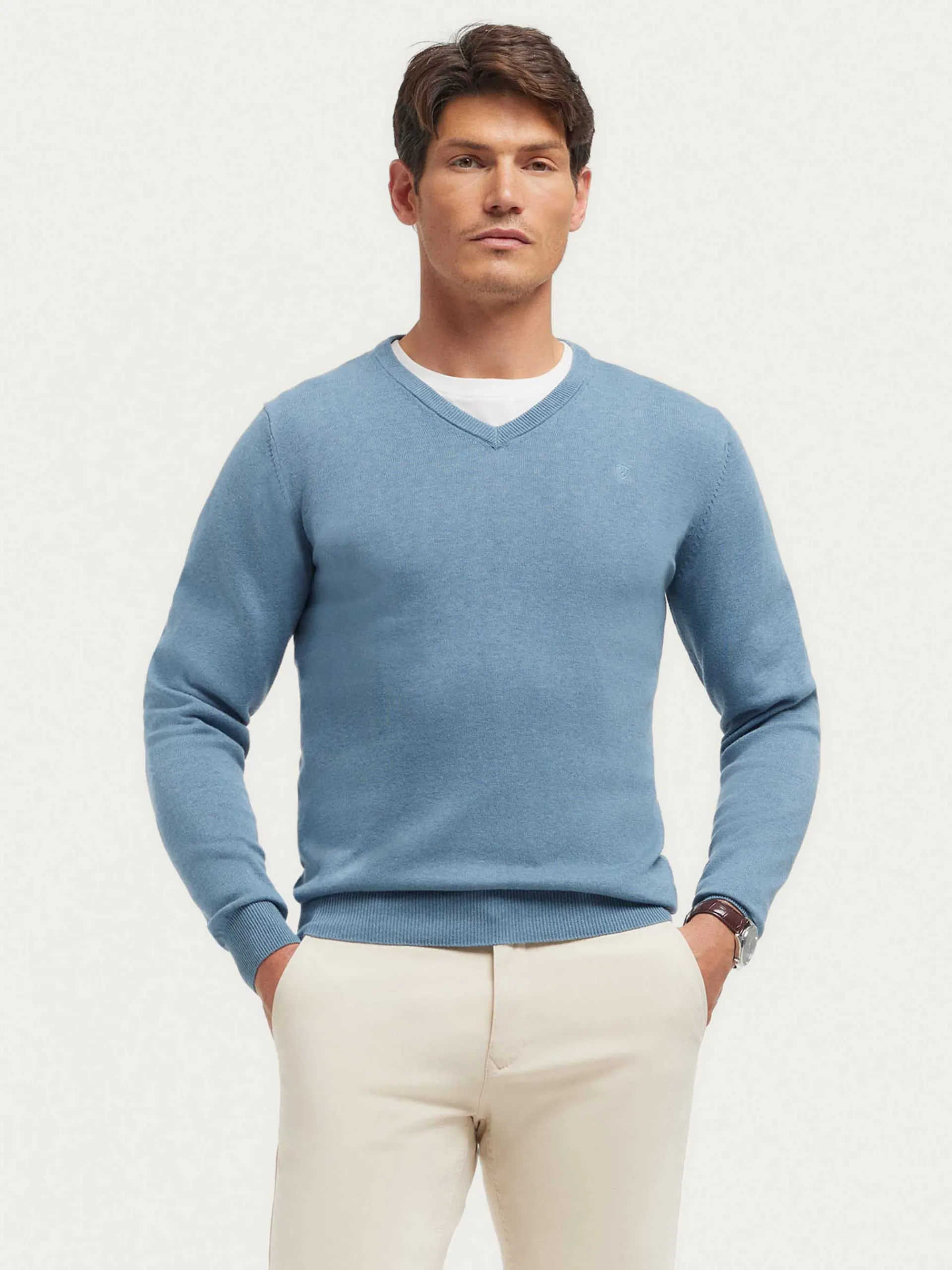 Jerséis-Alvaro Moreno JERSEY V-NECK TRENDY Celeste