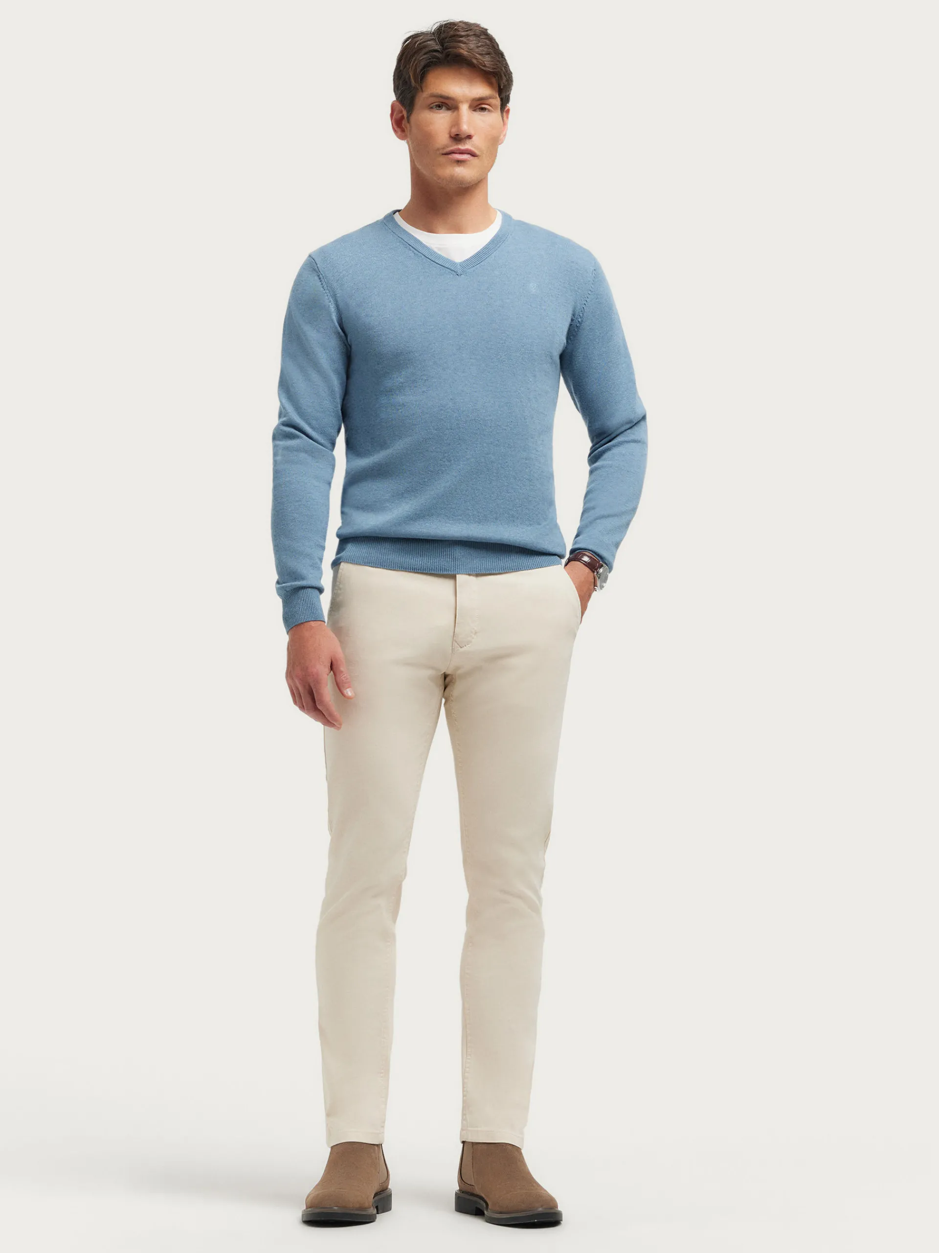 Jerséis-Alvaro Moreno JERSEY V-NECK TRENDY Celeste