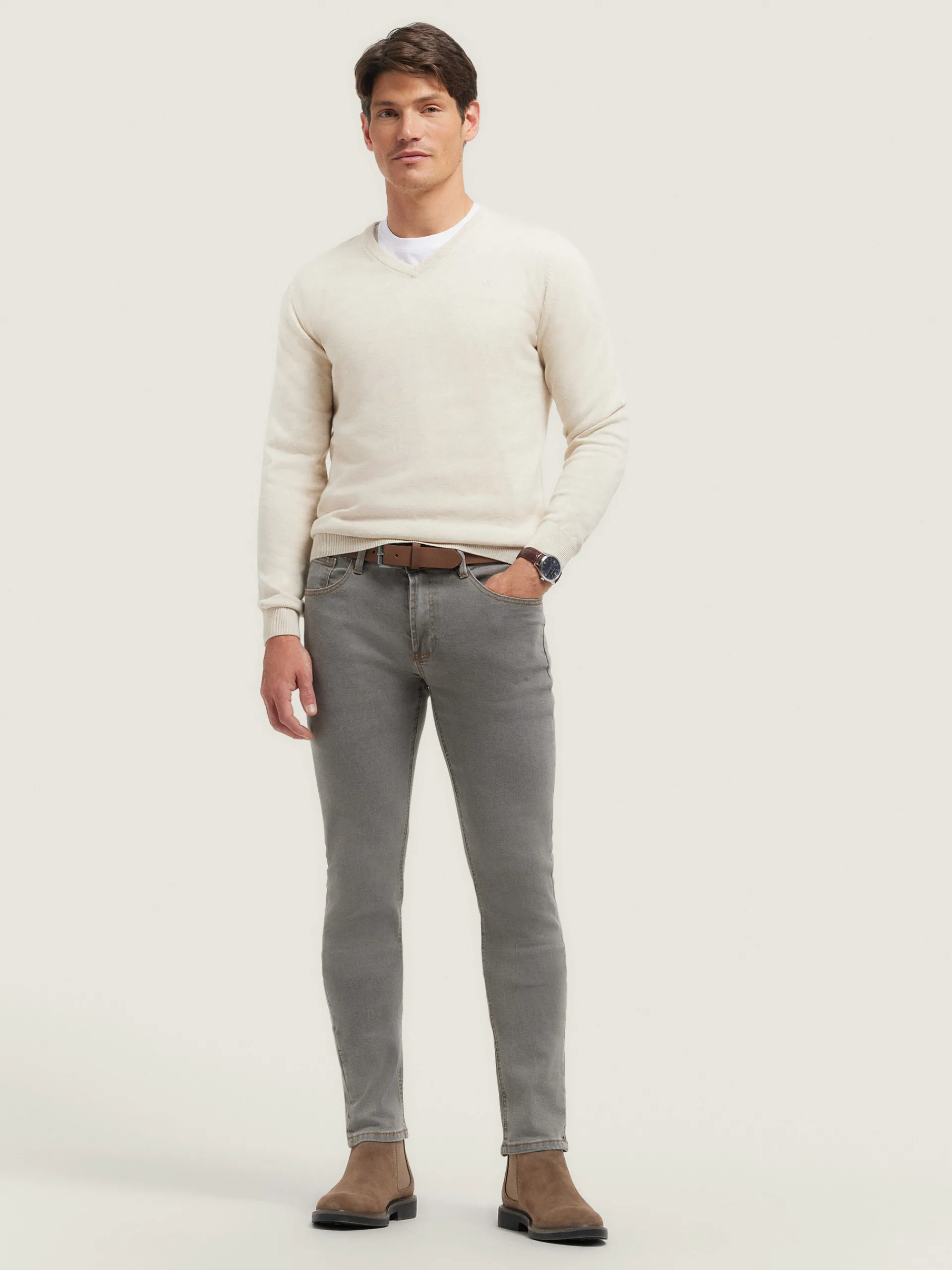 Jerséis-Alvaro Moreno JERSEY V-NECK TRENDY Crudo