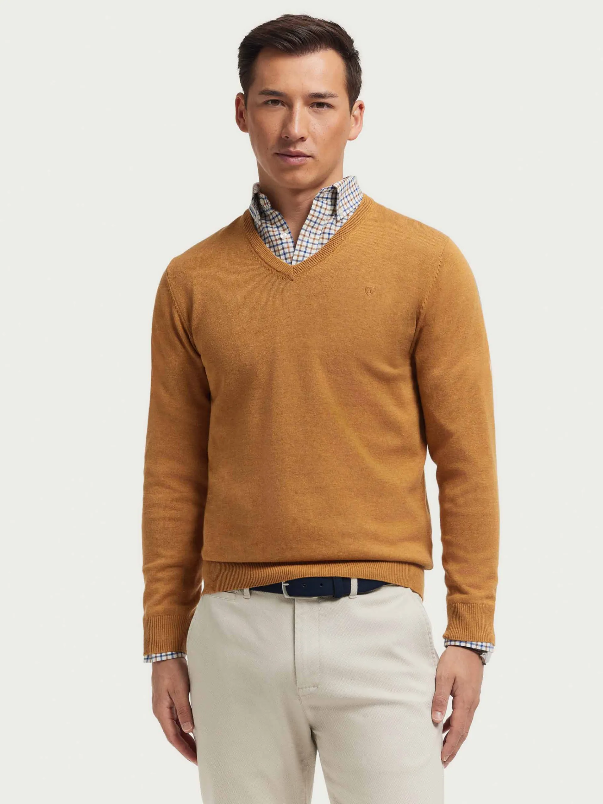 Jerséis-Alvaro Moreno JERSEY V-NECK TRENDY Mostaza