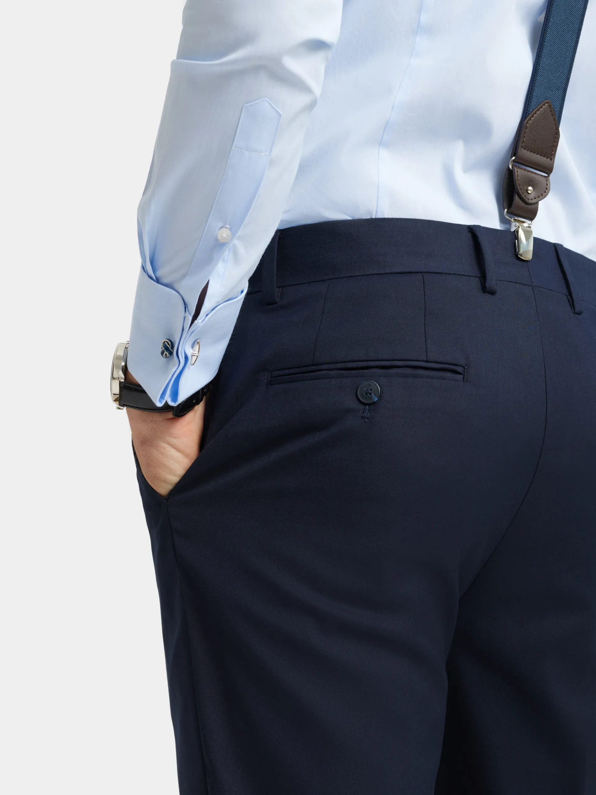 Trajes|Trajes-Alvaro Moreno PANTALON TWILL CRUZADO Azul Marino