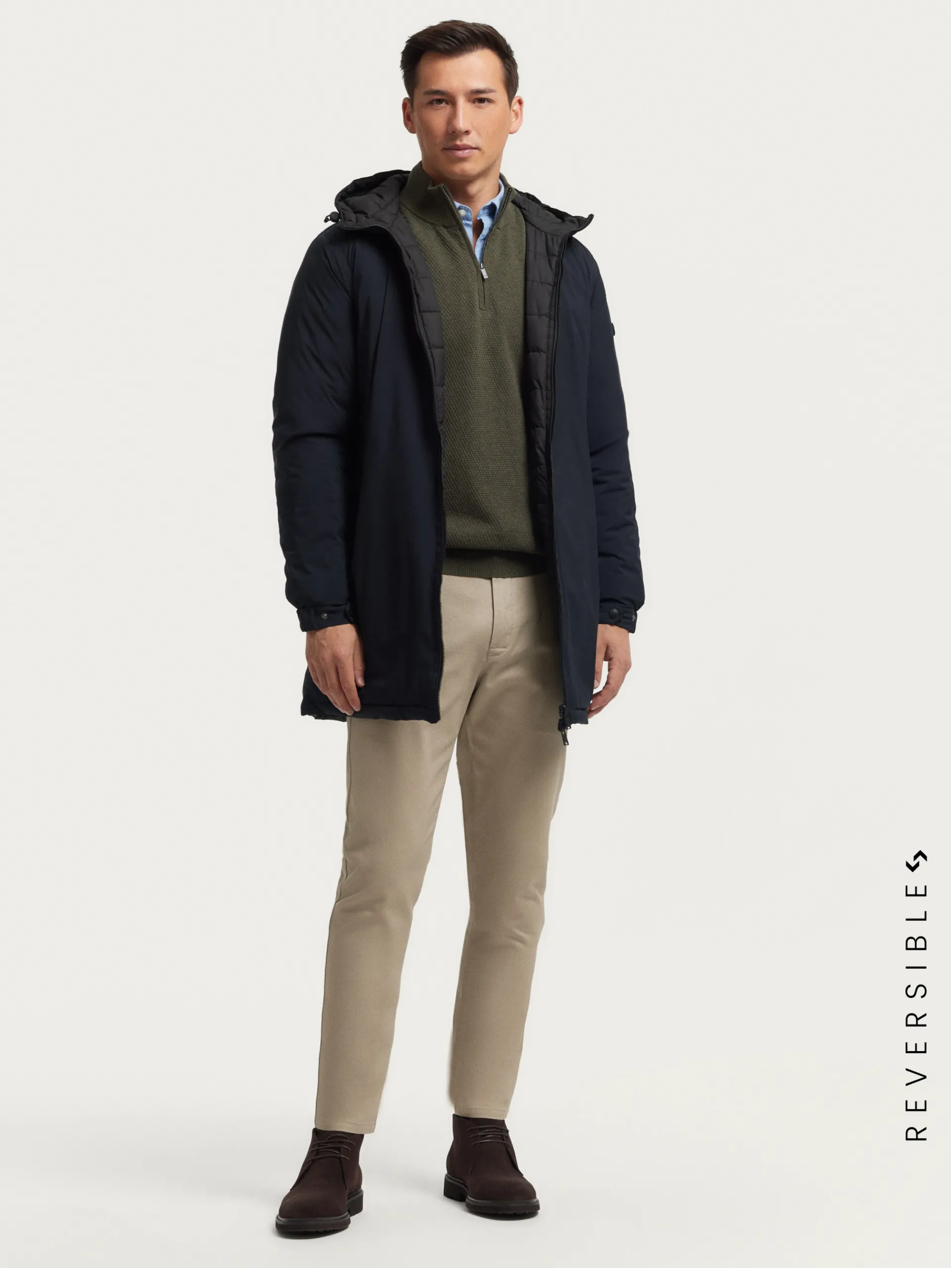 Cazadoras Y Parkas-Alvaro Moreno PARKA RATCHED REVERSIBLE | MARRÓN Azul Marino